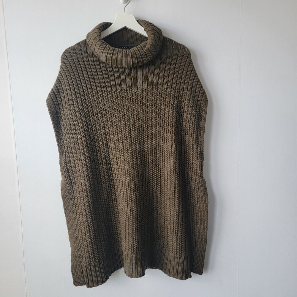 Theory womens Boseley Fine Haven Poncho‎ size p-s Brown wool cashmere Oversized